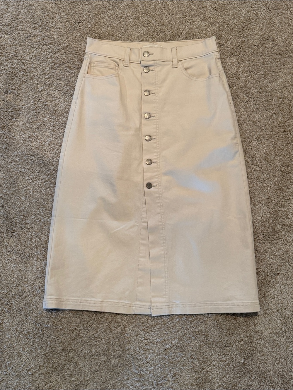 Banana Republic Cream Button-Front Midi Skirt